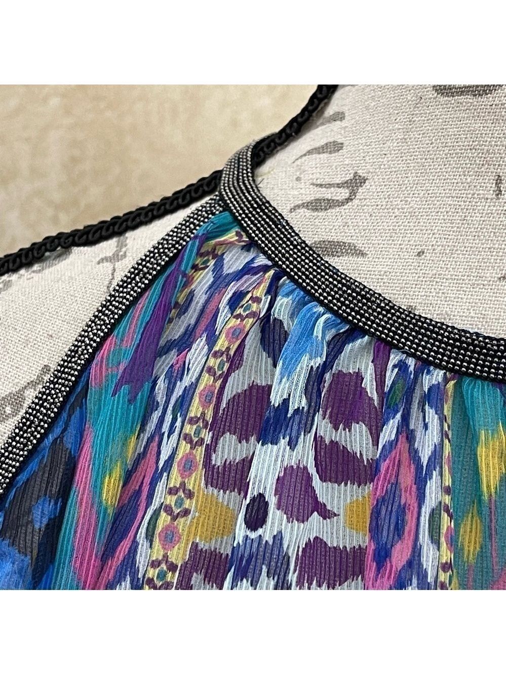 ZARA Printed Halter top swing multicoloured top L Rainbow Coastal Resortwear - Picture 6 of 10